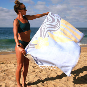 Lexie Kelly swim beach towel best beach towel love my beach towel what is the best beach towel aloha towel as wrap give back towel The towel that is making waves and SAVING LIVES is NOW AVAILABLE!!! Luxurious, soft best Turkish towel Wahine Sunset Aloha beach towel sustainable sand resistant flower towel sunset beach towel